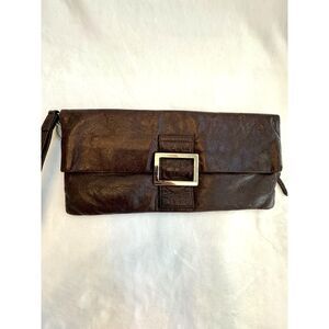 Vintage Bebe Distressed Leather Wristlet Clutch (Excellent Condition)